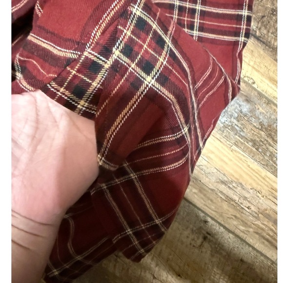 Heartloom Burgundy Plaid Flannel Long Sleeve Button Up Shirt Women's Small - Picture 7 of 8